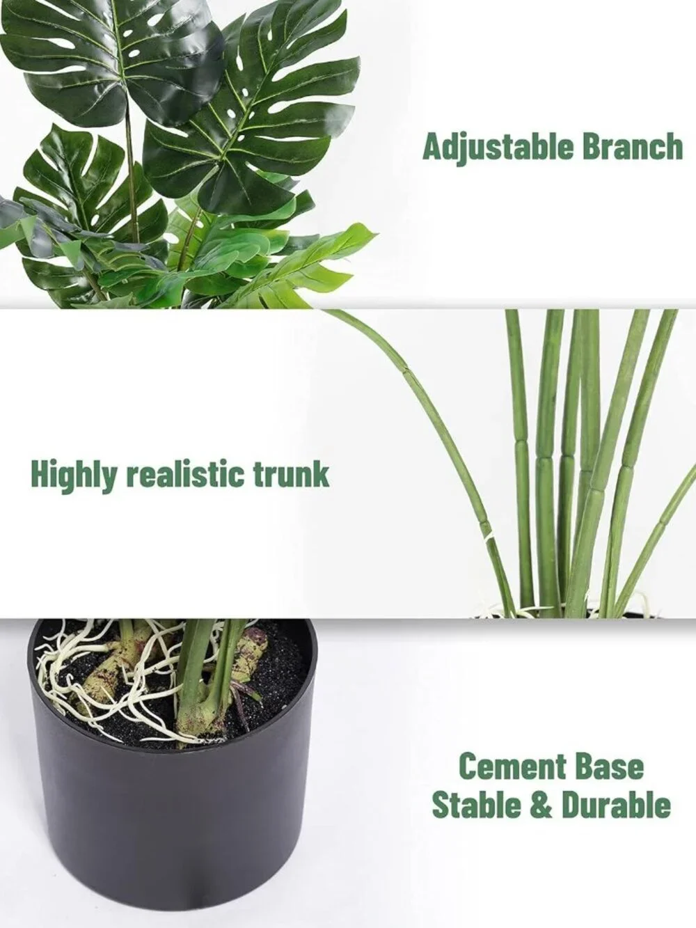 Artificial Monstera Plant 4FT Fake Swiss Cheese Potted Faux Tropical Floor Plant